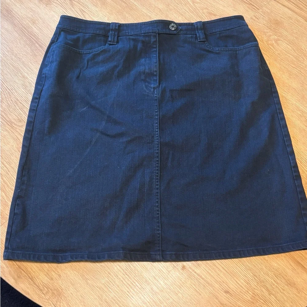 Talbots Black Denim A-Line Knee-Length Skirt - Picture 1 of 5
